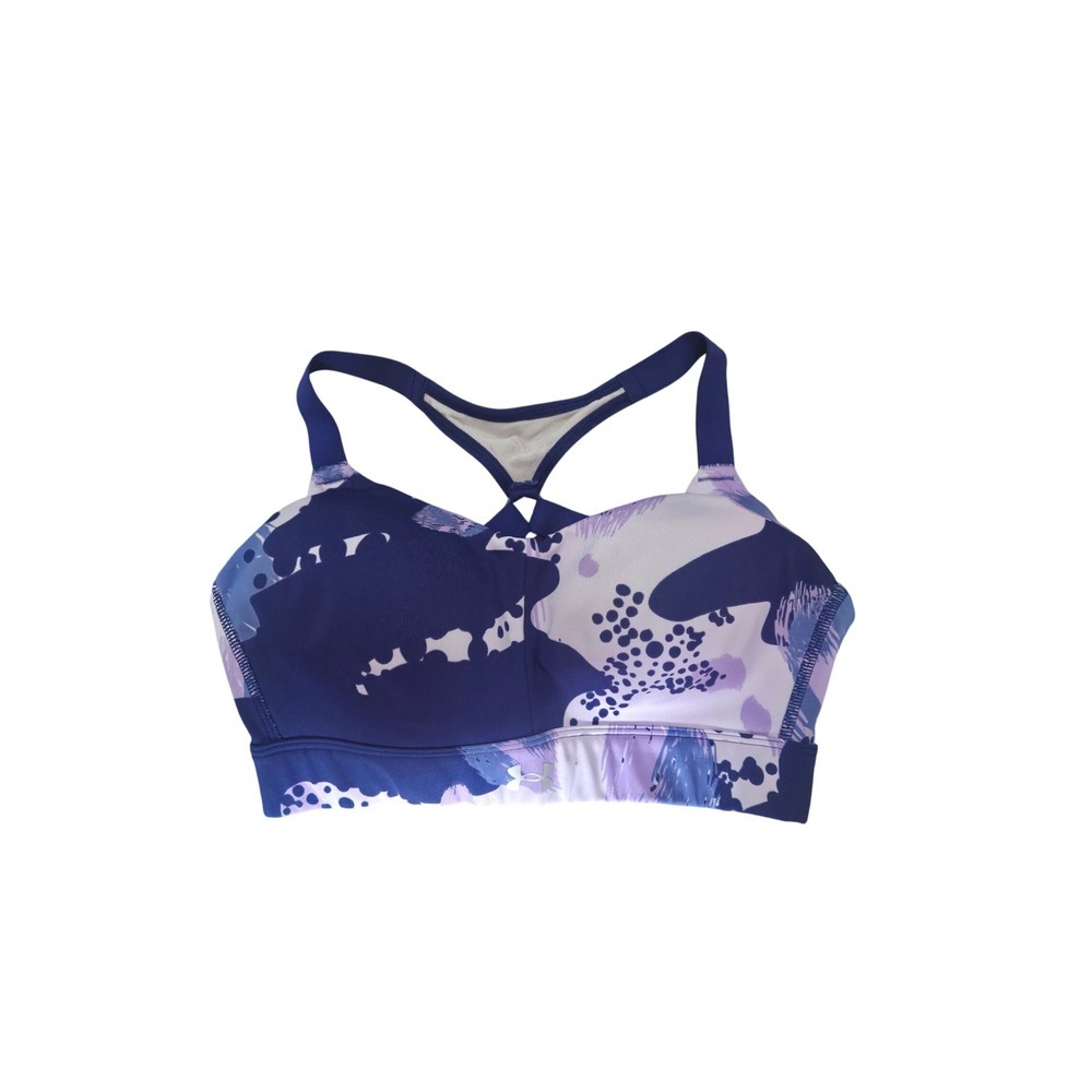Under Armour Womens High Impact Sports Bra Blue Purple Abstract Camo Small